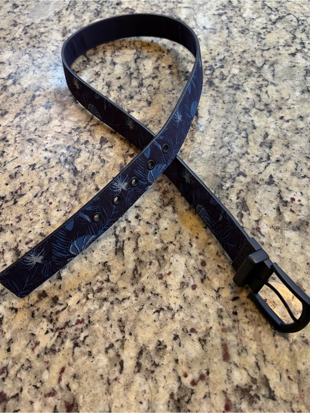Cuater by Travis Mathew Navy Floral Print Belt with Matte Buckle